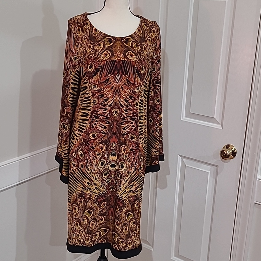 Emma & Michele Women’s Brown & Gold Printed Swing Dress